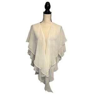 Vintage Susan Roselli for Vijack Ivory Open Front Layered Blouse Womens One Size